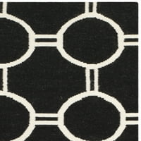 Dhurrie Sloane Geometric кръгове вълна килим за вълна, черна слонова кост, 6 '6' кръг