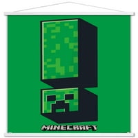 Minecraft - Плакат за стена на пълзящ символ с дървена магнитна рамка, 22.375 34
