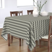 Памучна сатена покривка, 70 квадрат - черен крем ikat вълни Zigzag Arrows Print Custom Table Landing by spoonflower
