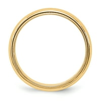Качествено злато M050-13. 14k жълто злато Milgrain Половин кръгла лента - размер 13.5