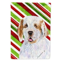 Съкровищата на Caroline SS4569-Flag-Parent Clumber Spaniel Candy Cane Holiday Filg, многоцветно