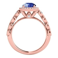 Mauli Jewels пръстени за жени 1. Карат диамант и сапфирен пръстен 4-Prong 14K Rose Gold