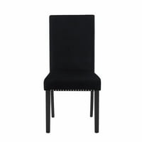 Кобре съвременен кадифен стол за хранене с тапицерия за нокти - комплект-Черен