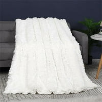 Уникална изгодна Двойна едностранна пухкава рошава кожа одеяло бяла кралица