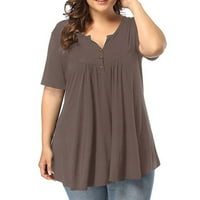 Женският голям размер плътно цвят показва тънки високи талии летни ризи за жени