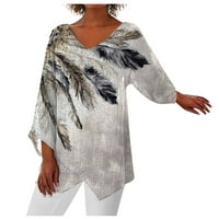 Женски модни ризи блузи зимни ежедневни плътни цветове отпечатани v-образни разкошни нередовни подгъва