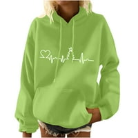 Zip up hoodie есенни пуловери за жени, големи пуловери за жени, големи суичър с джобни качулки с дълъг ръкав якета зелени 3xl