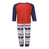 Suanret Merry Christmas Pajamas Set Family Family, съвпадащ с дълъг ръкав, отпечатан шаблон върхове панталони за спални дрехи