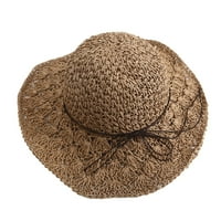 Dianhelloya слама шапка каишка лък-knot дишащ декоративен плътен цвят слънцезащитен крем сгъваем лятен празник жени плажна шапка