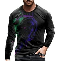 Мъжки тениска с дълъг ръкав тънка кръгла шия лек пуловер есента новост отпечатани улични стила върхове