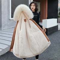 Lannger зимни якета палта за жени, жени зимни модни инструменти дълги тънки качулки коледни подаръци за жени