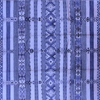 Ahgly Company Machine Wareable Indoor Rectangle Solid Blue Modern Area Rugs, 7 '9'