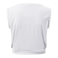 Yubnlvae ризи за жени, женска спортна риза със твърд цвят без ръкави за йога, бягаща спортна риза топ бял xxl