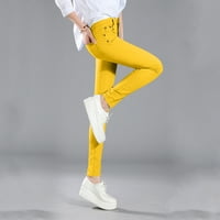 Панталони с висока талия за жени Жан класически твърд цвят дънки за глезени Небрежни редовни прави дълги панталони