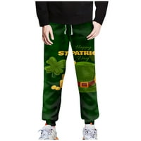 Панталони модни унизителни ежедневни Свети Патрик отпечатани възрастни джогинг панталони зелени 4xl