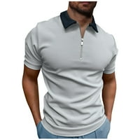 Мъжки ризи Лятни мъжки спортни дишащи къси ръкави голф младежки мъжки цип небрежен горен сив xxl