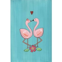 Фламинго целувка живопис печат върху увито платно