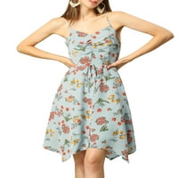 Уникални изгодни Дамски флорални принт в асиметрична Спагети каишка рокля