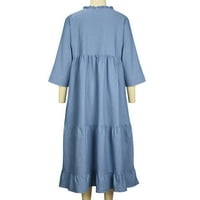 Рокли от 1920 -те за жени с дълъг деним с дълъг деним дълга пола плажна ваканция лятна рокля моите поръчки светло синьо xl