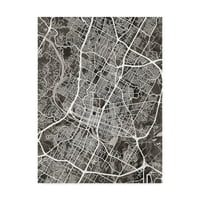 Марка изобразително изкуство 'Остин Тексас Сити карта черно' платно изкуство от Майкъл Томпсет