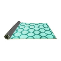 Ahgly Company Indoor Round Trellis Turquoise Blue Contemporary Area Rugs, 5 'Round