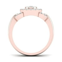 1 2кт ТДВ диамантен 10к годежен пръстен с Розово злато