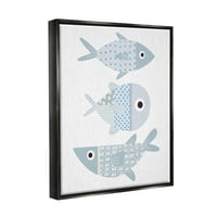 Ступел индустрии различни шарени водни риби дизайн графично изкуство струя черно плаваща рамка платно печат стена изкуство, дизайн от Ким Алън