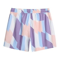 Jsaierl Beach Shorts for Men Summer Printed Casual Shorts Beach Pants Purple Pattermed Trowgular Shorts Shorts