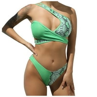 Тавоп покритие за бански костюм за жени панталони жени секси печат Solid Две плажни бикини бански костюм Зелен размер 8