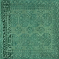 Ahgly Company Indoor Rectangle Persian Turquoise Blue Traditional Area Rugs, 6 '9'