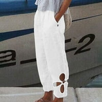 Airpow on Clearance Pajame Pants for Women Women's Summer Savual Loose Pottor и Lenen Pocket Podle Color Панталон Панталони Случайни