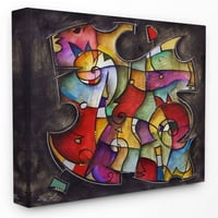Ступел индустрии Цветна геометрия абстрактни Затруднени текстура живопис платно стена изкуство от Ерик УО