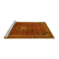 Ahgly Company Machine Pashable Indoor Rectangle Persian Yellow Traditional Area Cugs, 7 '10'