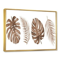 Дизайнарт 'тропическа палма и монстера лист в Теракота' традиционна рамка платно за стена арт принт
