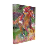 Колекцията Ступел дома декор ярко оцветени галопиращ кон и жокей раса Живопис Извънгабаритни опъната платно стена изкуство, 1.