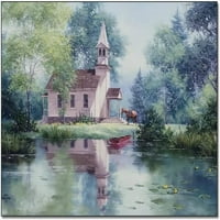 Живописни маслени картини с къщи езеро природа пейзаж стена изкуство каубой къщичка изкуство платно