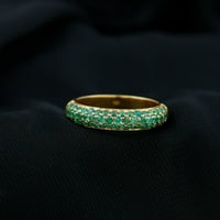 1. CT Pave Set Emerald Semi Eternity Band Ring for Women in Gold, Emerald Band Ring, 14K жълто злато, САЩ 3.00