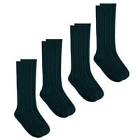 Jefferies чорапи Момичета коляно с висок кабел плетен акрилни училищни чорапи 4 опаковки, размери 4-14