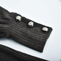 Cuoff Женски модни пуловери за жени плюс размер костенурка пуловер бутон с дълъг ръкав Разхлабени плетени върхове Суичърс за жени
