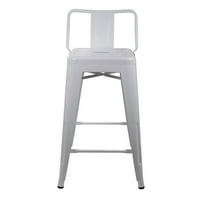 Дизайн група брояч Височина ниски обратно метални столове, гланц бял, комплект от 2