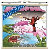 Marvel Comics - Deadpool - Плакат за стена на еднорог с дървена магнитна рамка, 22.375 34