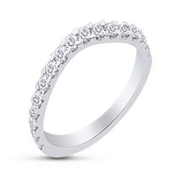 Карат кръг отрязано бяло естествено диамантен извит сватбена лента пръстен за жени в 14k бяло злато над стерлингов сребърен пръстен размер-5