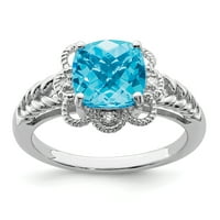 Sterling Silver Blue Topaz & Diamond Ring. Карат wt- 0,04ct. GEM WT- 2.7ct