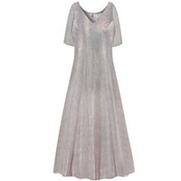 Плюс размер допълнителна висока дамска рокля мека праскова аврора дизайнер печат с къс ръкав с високо съдържание на V-образна двора