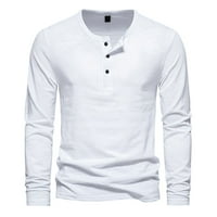 Мъжки ежедневни тънки годни за основен хенли дълъг ръкав модна тениска бутон с лека риза Мяк цвят активно облекло