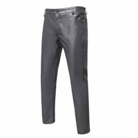 Zodggu Fall Deals Мъжки пънк ретро готически тънки прилепвания ежедневни панталони плътни цветове ежедневни кожени панталони с