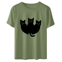 Borniu женски сладка тениска за котка летни върхове ежедневно свободно животинско коте-блуза топ момичета подарък