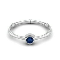 0. CTW кръг синьо сапфир стерлинги сребърен пасианс геометрична жена сватбен пръстен