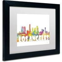Търговска марка изящно изкуство 'Лос Анджелис Калифорния Скайлайн Мслр-2' платно изкуство от Марлийн Уотсън, бял мат, черна рамка
