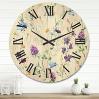 Дизайнарт' диви цветя детелина звънец и лайка ' традиционен дървен стенен часовник